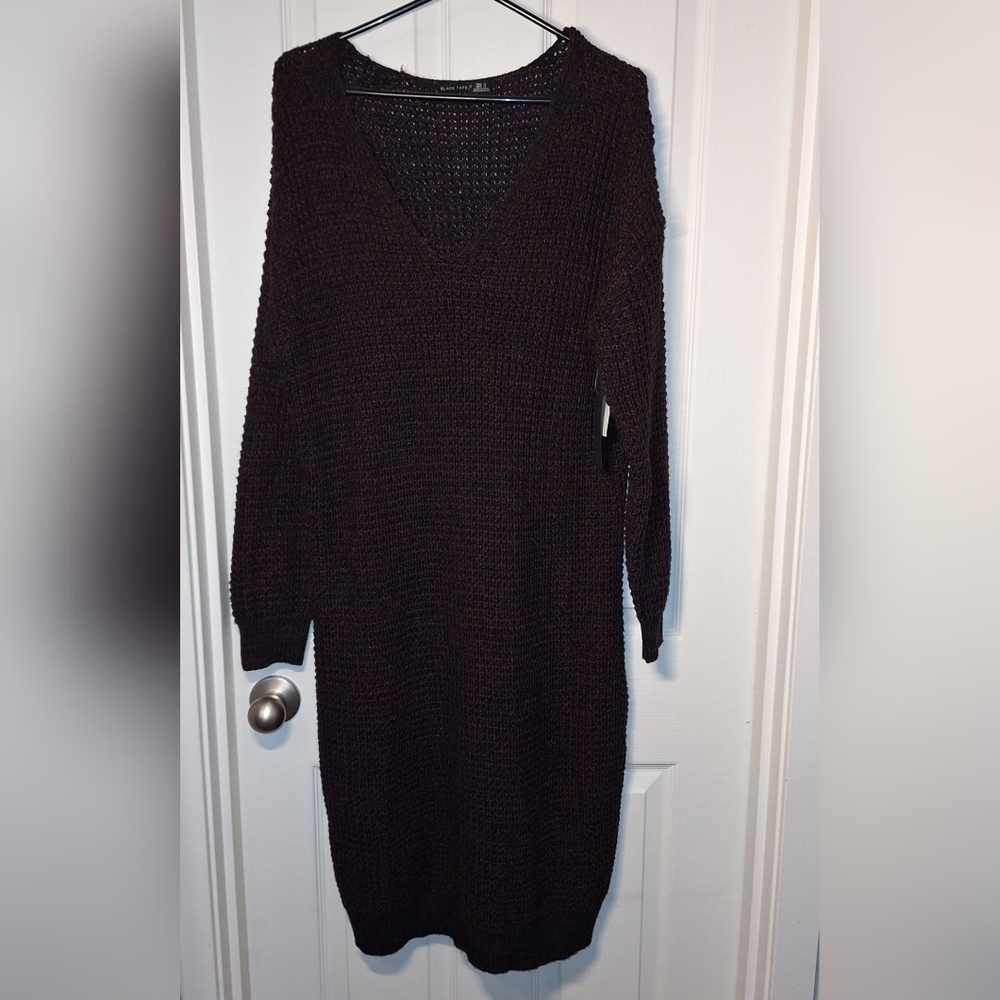 Black Tape Red Black Knit Sweater Dress 1X